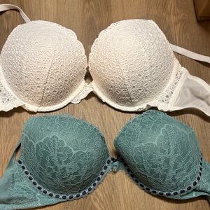 Victoria's Secret Lace Bra Set - Cream and Teal
